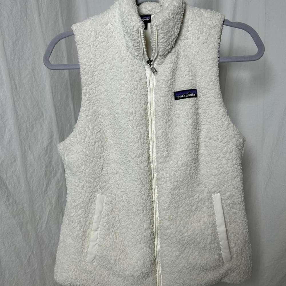 Womens Patagonia Full Zip Sleeveless Fur Hiking Outdoor White Vest Size Small S
